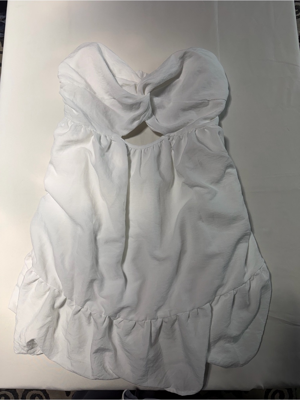 White Strapless Ruffle Dress